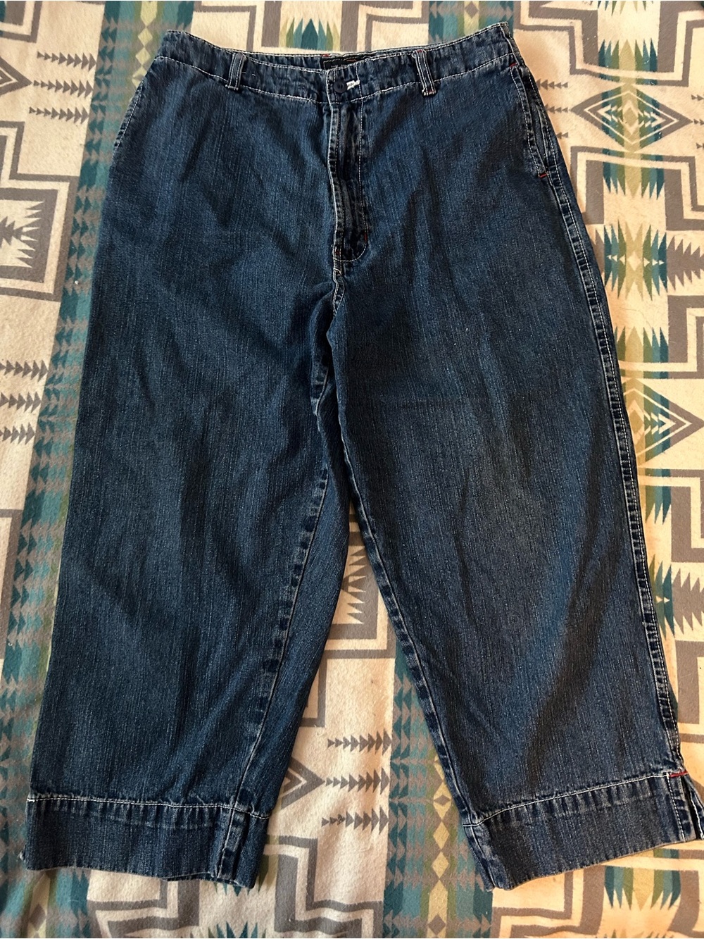 Route 66 Junior/Womens Relaxed Cropped Jeans in Washed Blue Denim